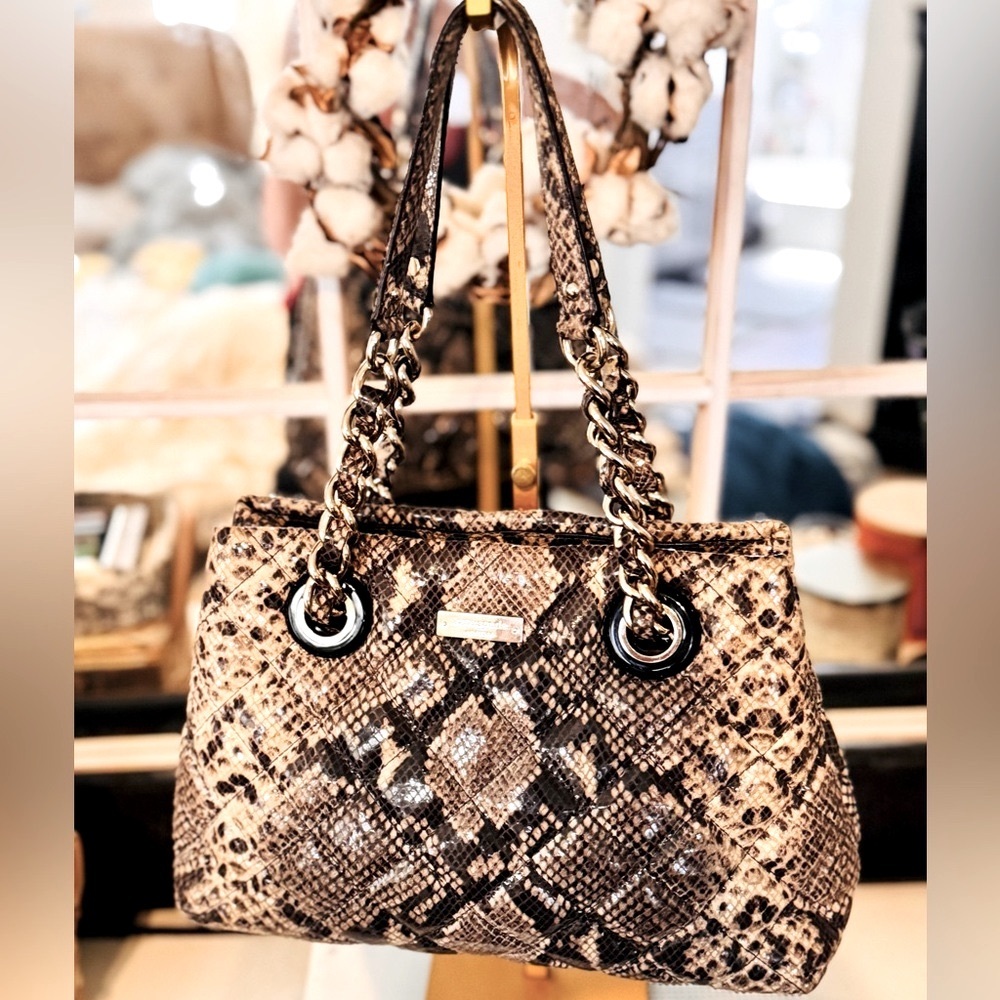 Kate Spade Quilted Maryanne Snakeskin embossed Handbag with dust bag EUC $378 - Picture 3 of 15